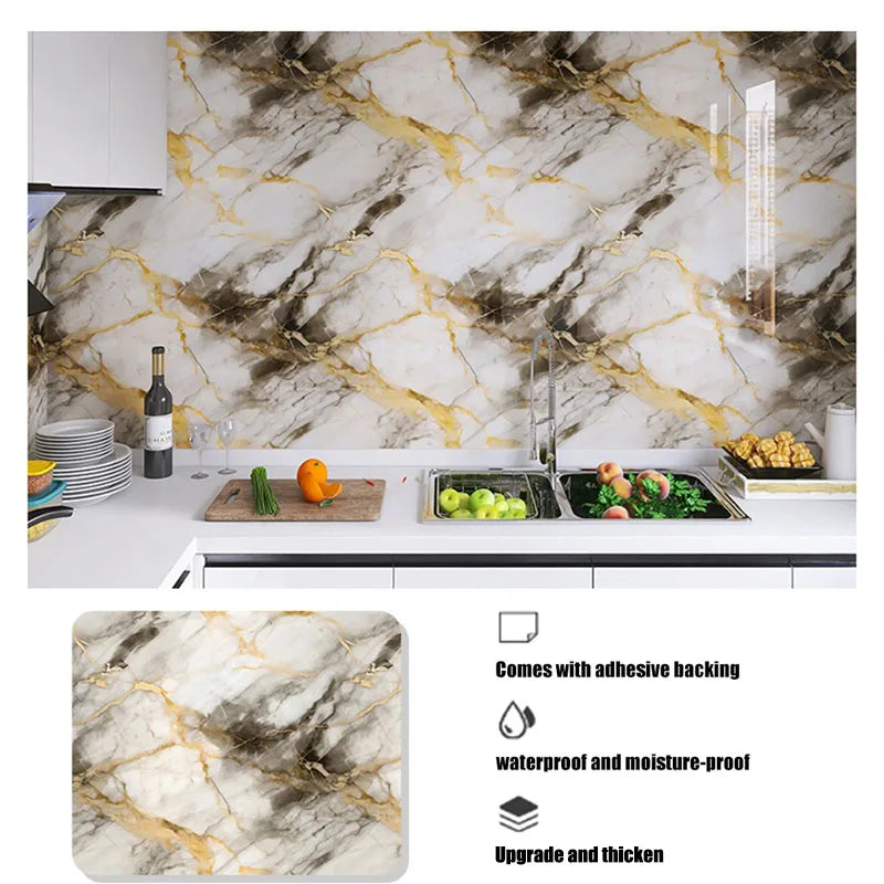 Thickening Decorative Walls Paper Wall Stickers Wallpaper for Kitchen Cooking Bench 40cm Waterproof and Oil Proof Adhesive Home