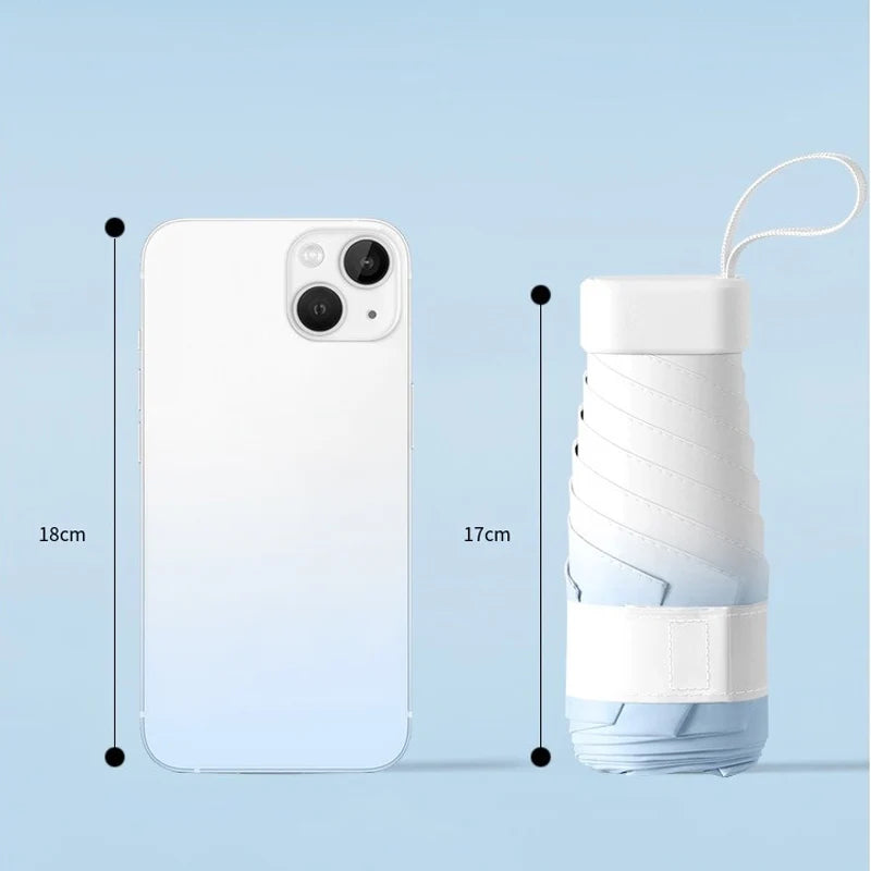 Mini Gradient Colour Folding Umbrella With UV Protection Casual Durable Compact Umbrella For Men's & Women's Outdoor Activities