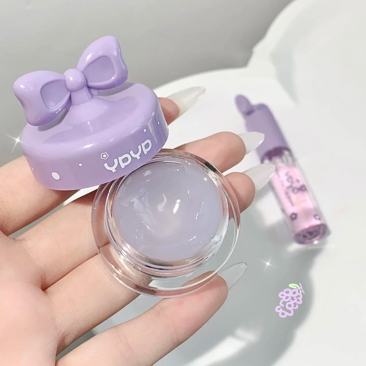 Two piece set of moisturizing lip gloss lip mask set, long-lasting moisturizing and glossy smooth makeup set