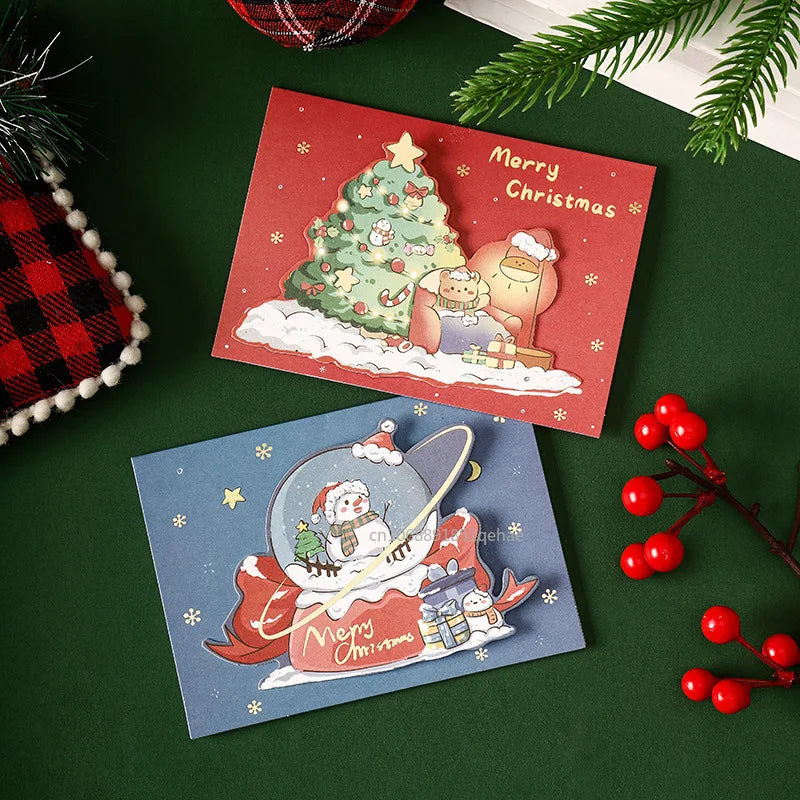 New Christmas Postcards Xmas Greeting Cards Christmas Tree Wishing Cards Thank You Gift Cards Xmas Navidad New Year Party Decor