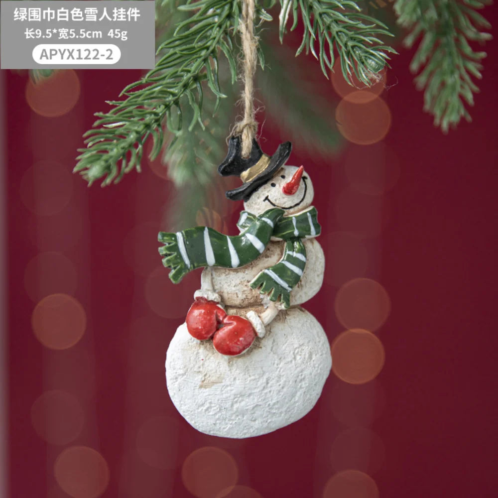Christmas Resin Tree Decorations Santa Snowman Angel Pendant Ornament DIY Kids Toys Noel Navidad Kerst 2023