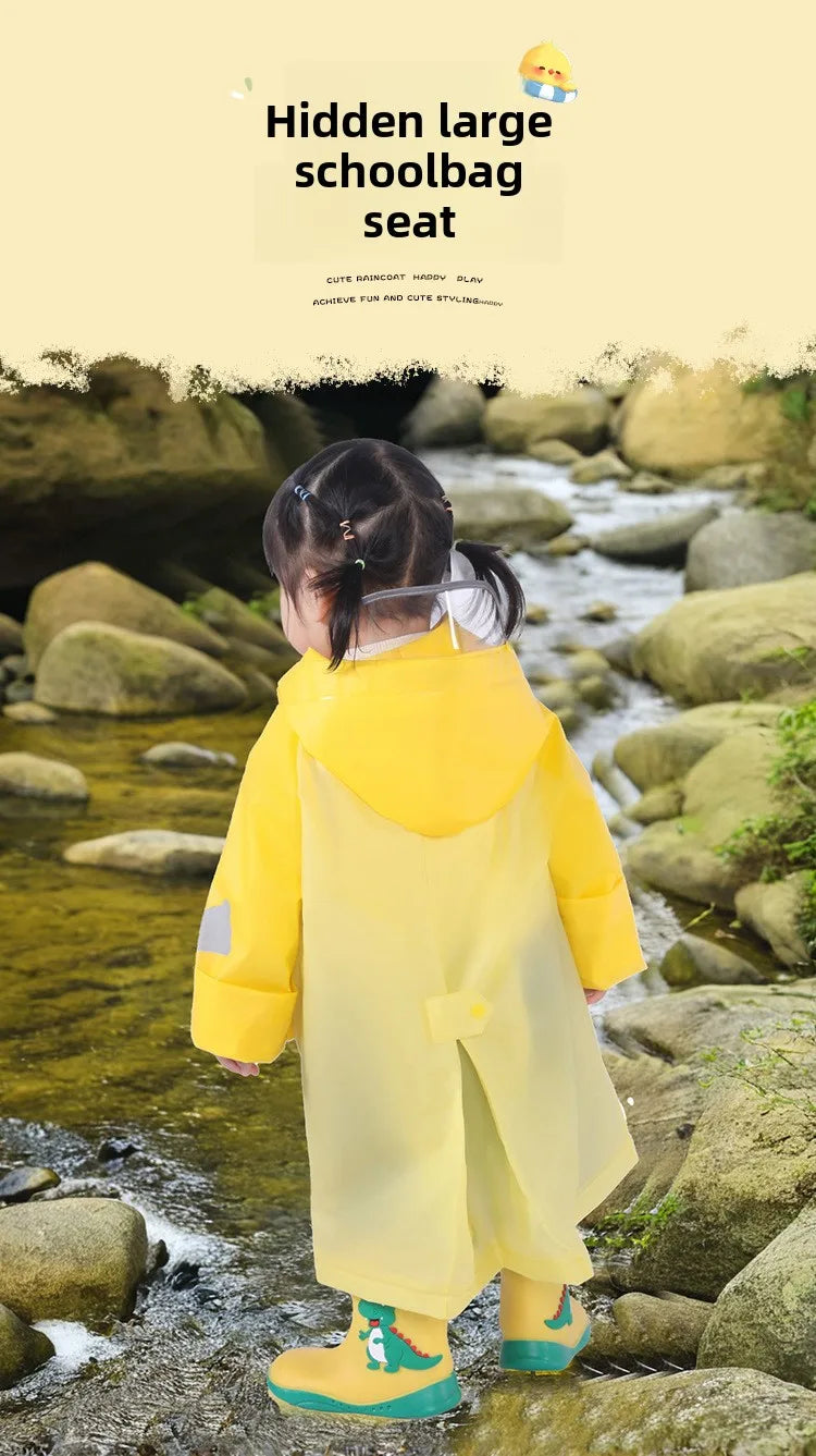 Children's Raincoat for Boys Girls,Full Body Waterproof,Kindergarten Baby for School,Student Only, with Backpack Space, Raincoat