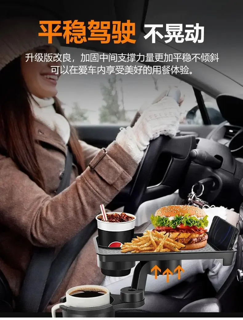 Universal Car Cup Holder Tray With Dual Cup Holder Organized Table Food Car Tray Portable Adjustable Drink Stand