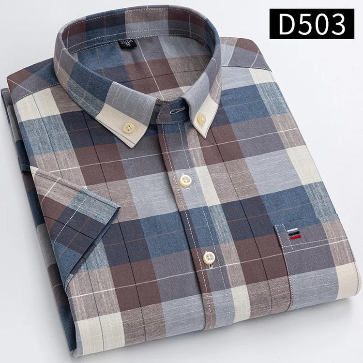 Mens Plaid Short Sleeve Shirt