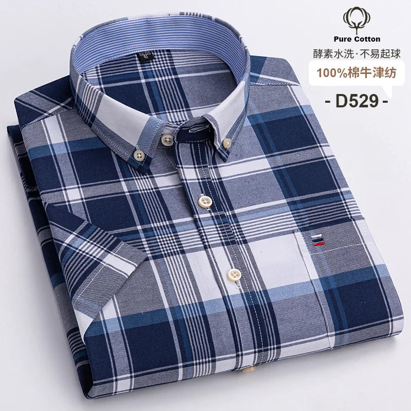 Mens Plaid Short Sleeve Shirt