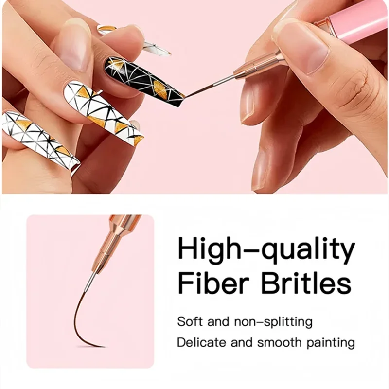 5 Pcs Nail Art Liner Brushes Set Elongated Lines Striping Drawing UV Gel Painting Nail Design Pen Professional Manicure Tool