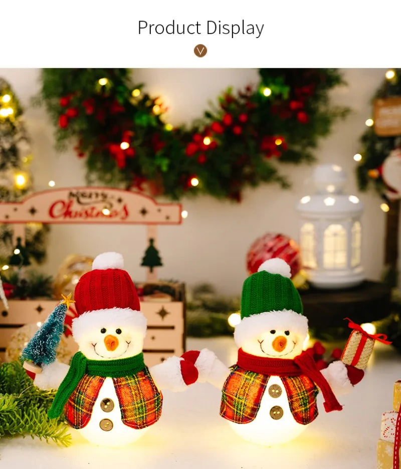 Christmas Glowing Snowman Decoration with Lights Snowman for Table Ornament Creative Gift Decoracion Para El Hogar