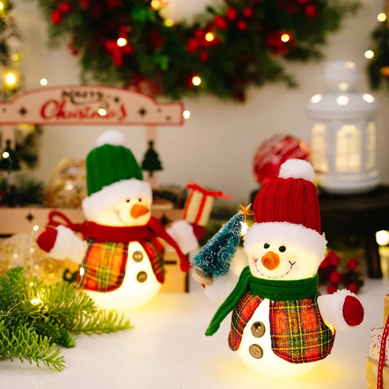 Christmas Glowing Snowman Decoration with Lights Snowman for Table Ornament Creative Gift Decoracion Para El Hogar
