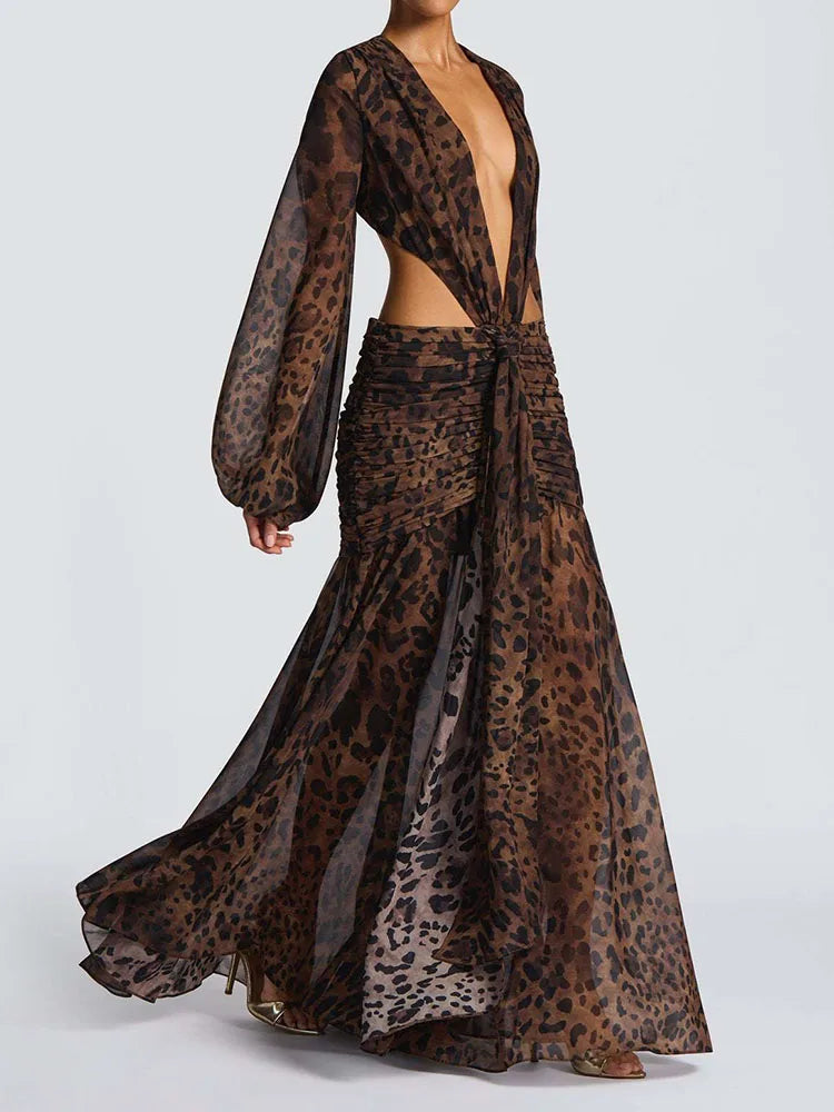 summer women deep v neck backless draped party dress