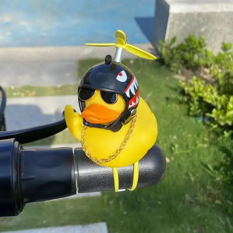 New! Funny Middle Finger Rubber Duck for Bike Car Dashboard Decorations Yellow Duck with Propeller Motorcycle Car Decoration