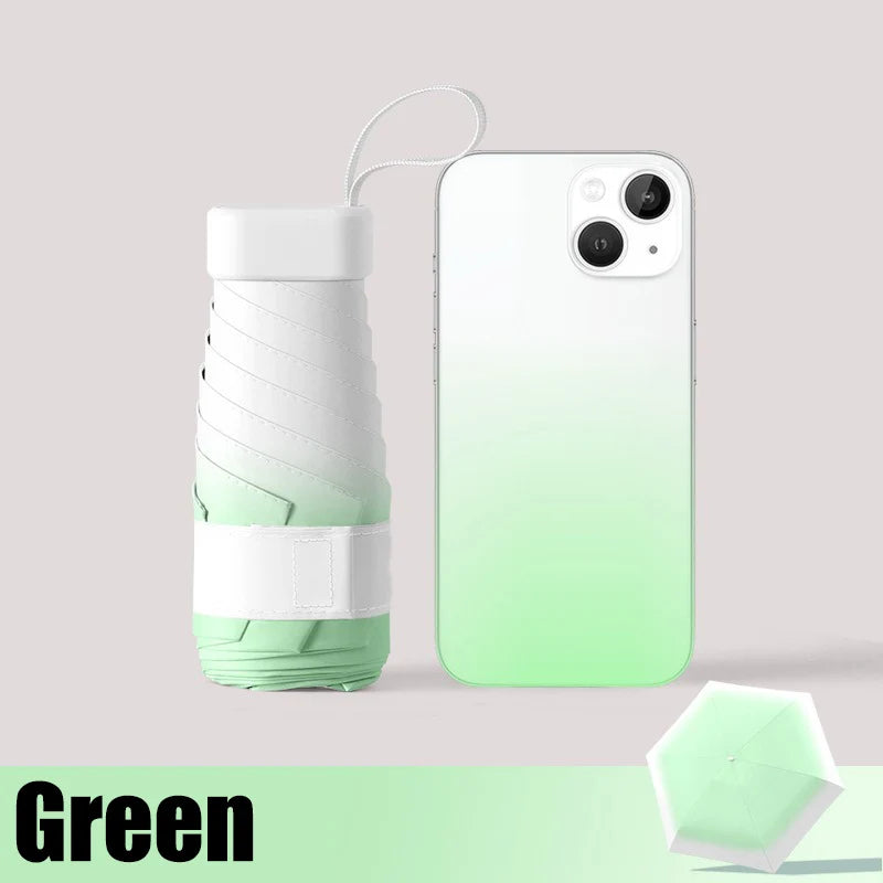 Mini Gradient Colour Folding Umbrella With UV Protection Casual Durable Compact Umbrella For Men's & Women's Outdoor Activities