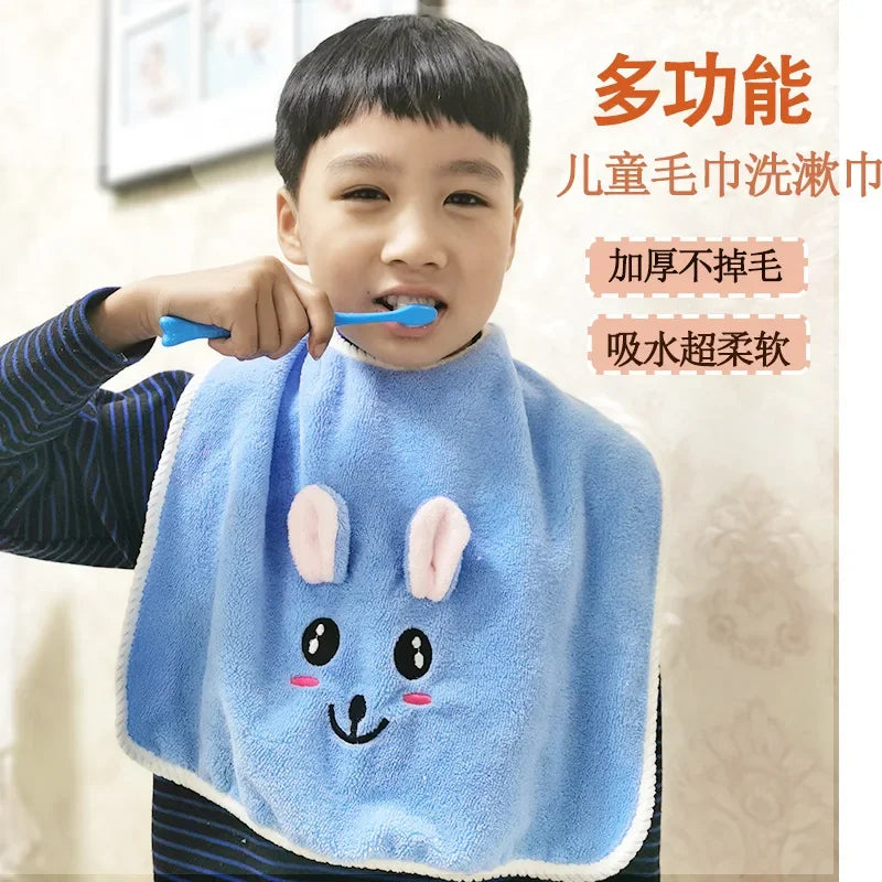 Baby Bibs for Children Washing Face Towel Soft Salive Towel Boys Girls Learning Brushing Teeth Towel for 3-8 Years Kids