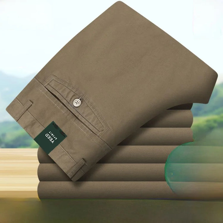 2025 Mens High Waist Loose Straight Cotton Casual Pants