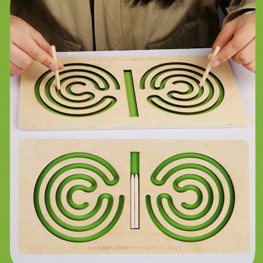 Children Left Right Brain Puzzle Toy Pen Movement Trajectory Control Training Hand Brain Coordination Wooden Educational Toys