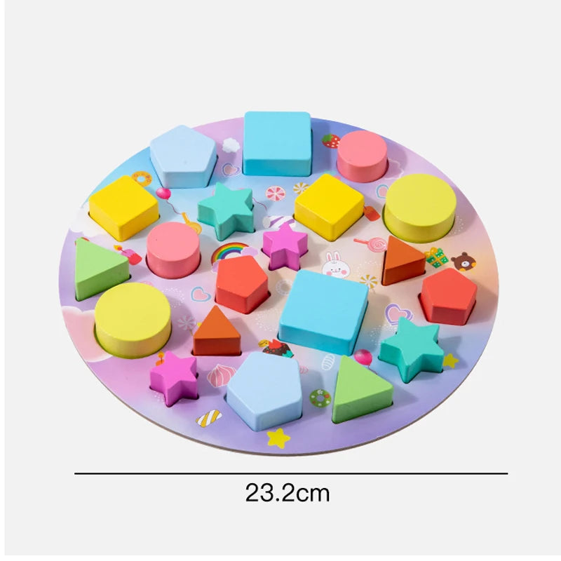 Montessori Shape Matching Puzzle for Toddlers Educational Toy for Early Learning Color Recognition Birthday Gift Toys