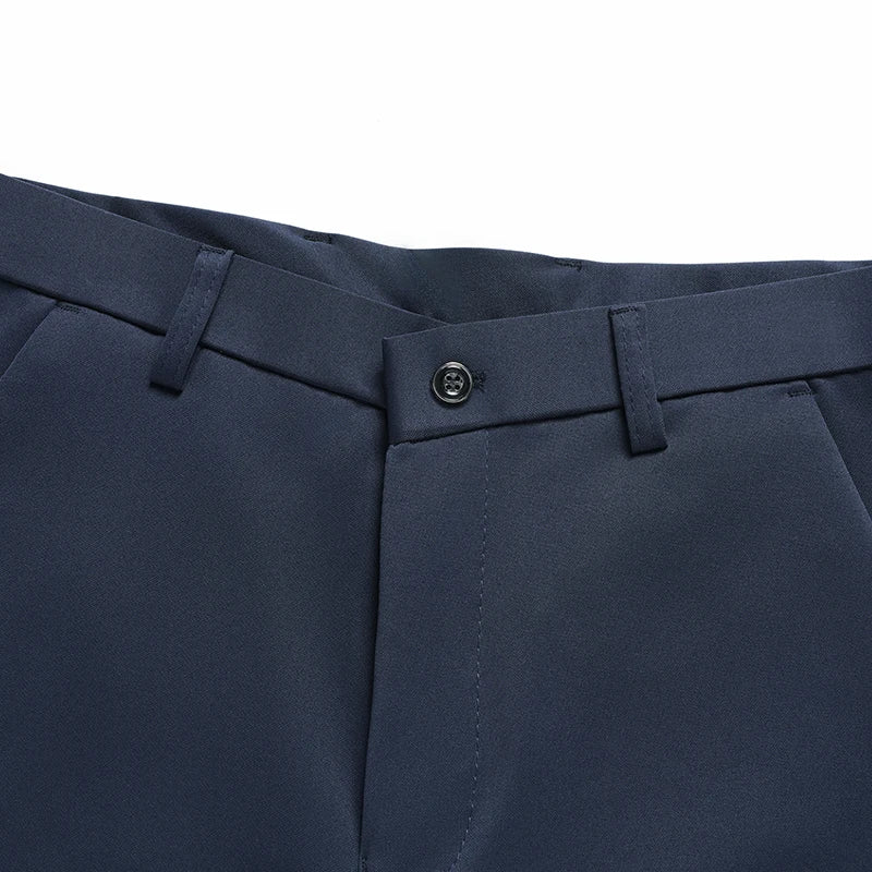 Mens Thin Stretch Straight Summer Pants Silky No-Iron Fabric