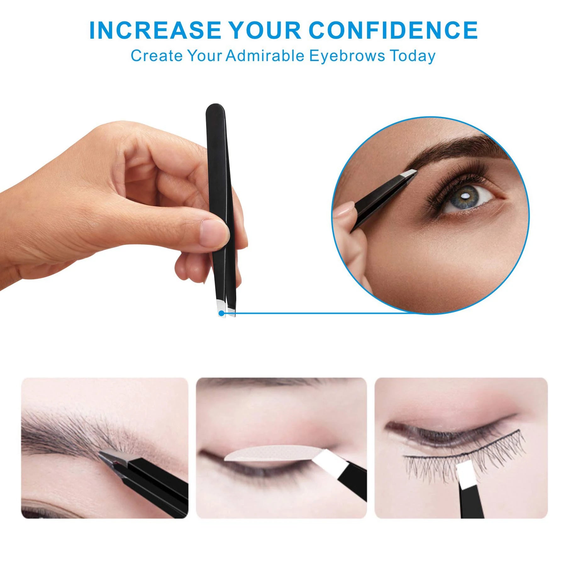Tweezers Set 3-4pcs Premium Stainless Steel Eyebrow Precision Sharp Tip Tweezers for Body Ingrown and Facial Hair Removal