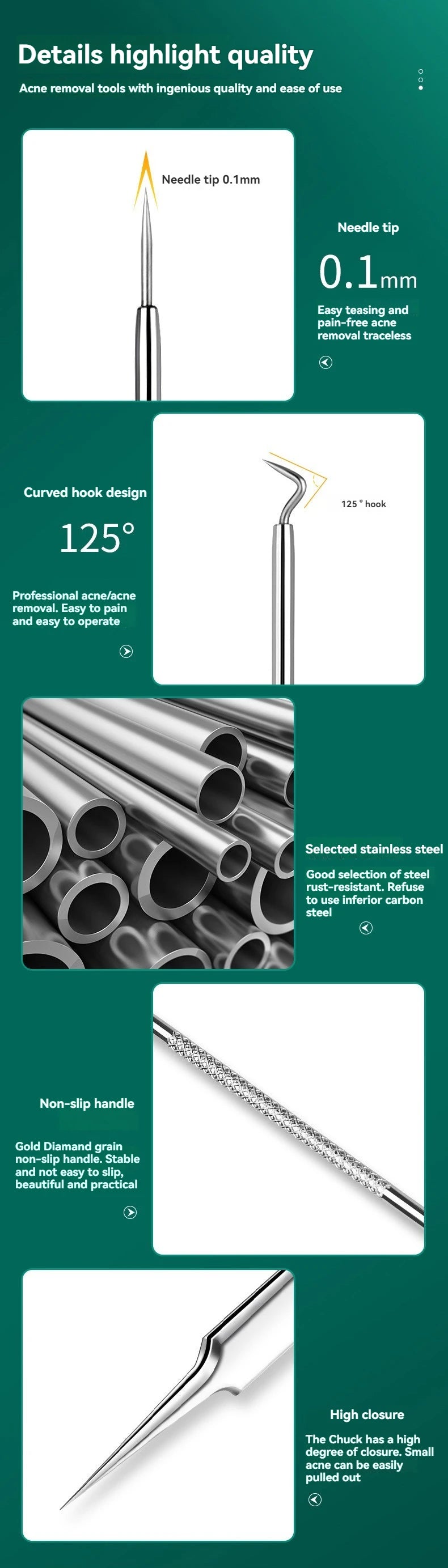 8 PCS Stainless Steel Acne Clip, Cell Clip, Blackhead Clip, Acne Needle, Beauty Salon Acne Needle, Acne Needle Tool