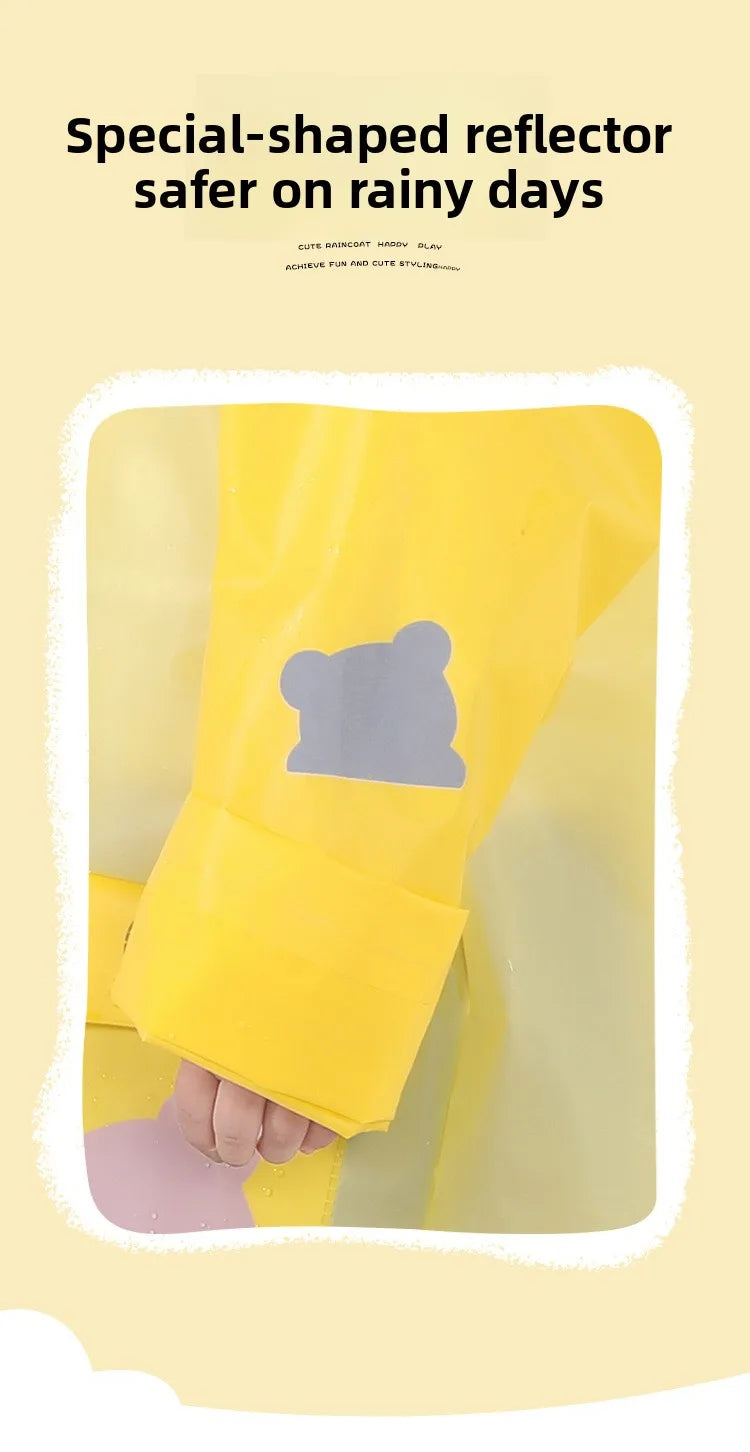 Children's Raincoat for Boys Girls,Full Body Waterproof,Kindergarten Baby for School,Student Only, with Backpack Space, Raincoat