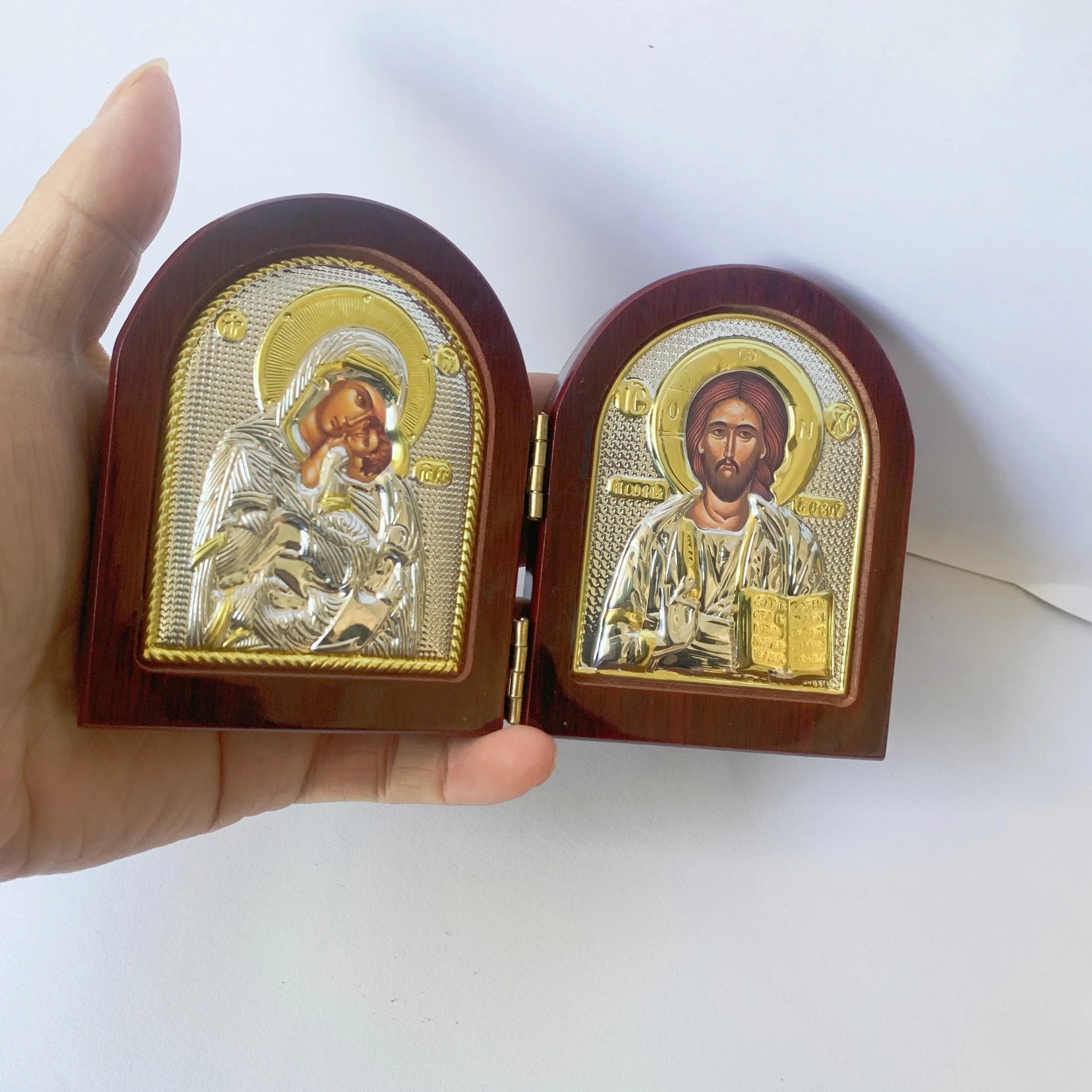 Jesus Wood Icon Double Virgin Mary Statues Religious Christmas Easter Home Decoration Church Gift