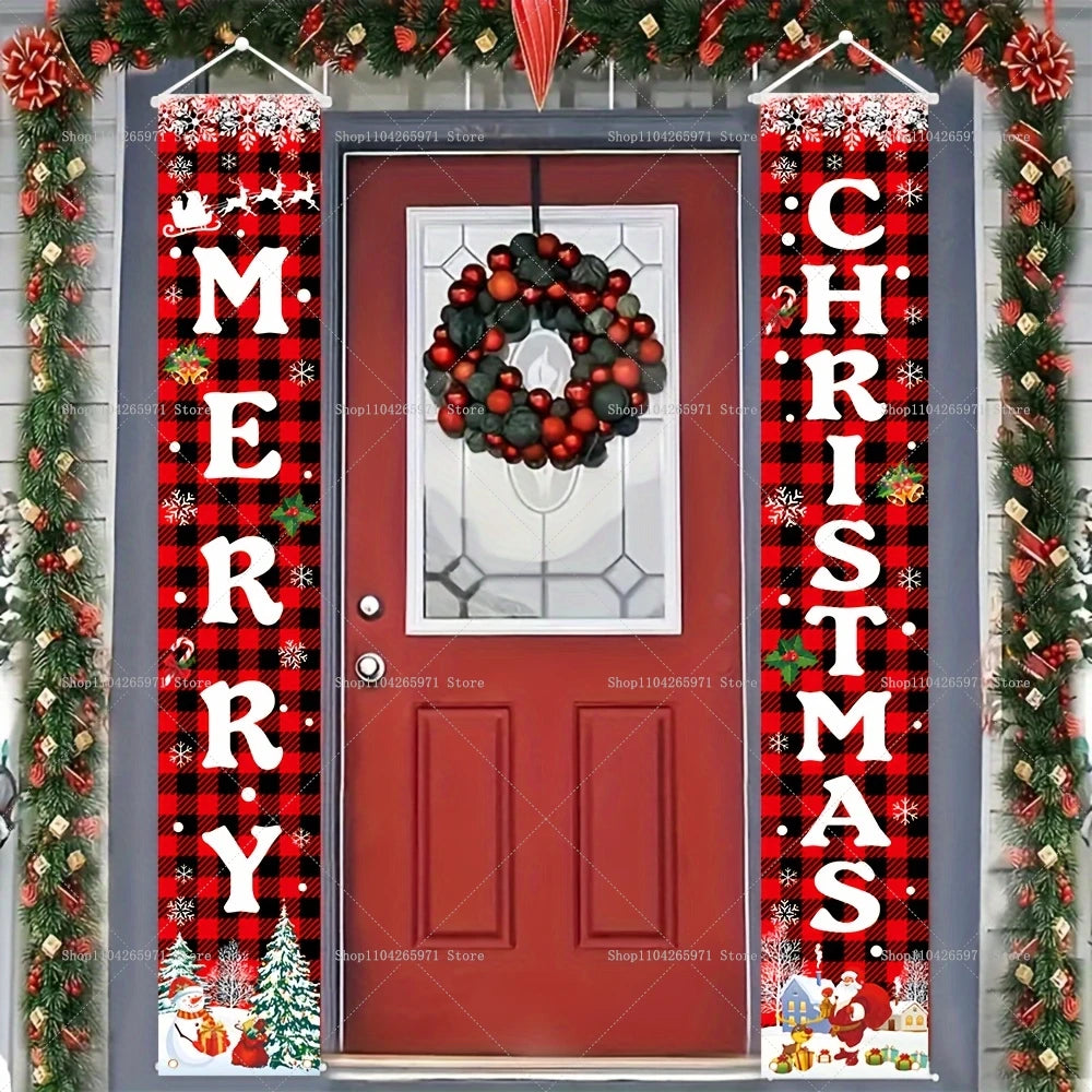Christmas Door Banner Door Couplet Merry Christmas Decoration For Home 2025 Navidad Kerst Natal Noel Xmas Decor New Year 2026