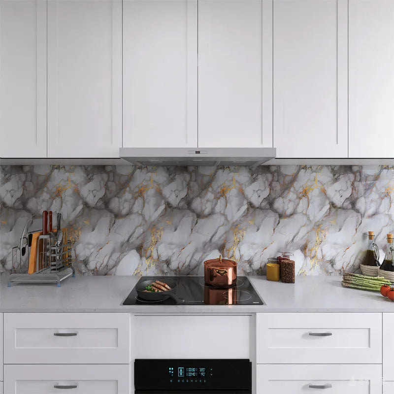 Wallpaper Sticker High Temperature Resistance Adhesive Wall Wallpaper Oil Fume Sticker 40cm Kitchen Waterproof and Oil Resistant