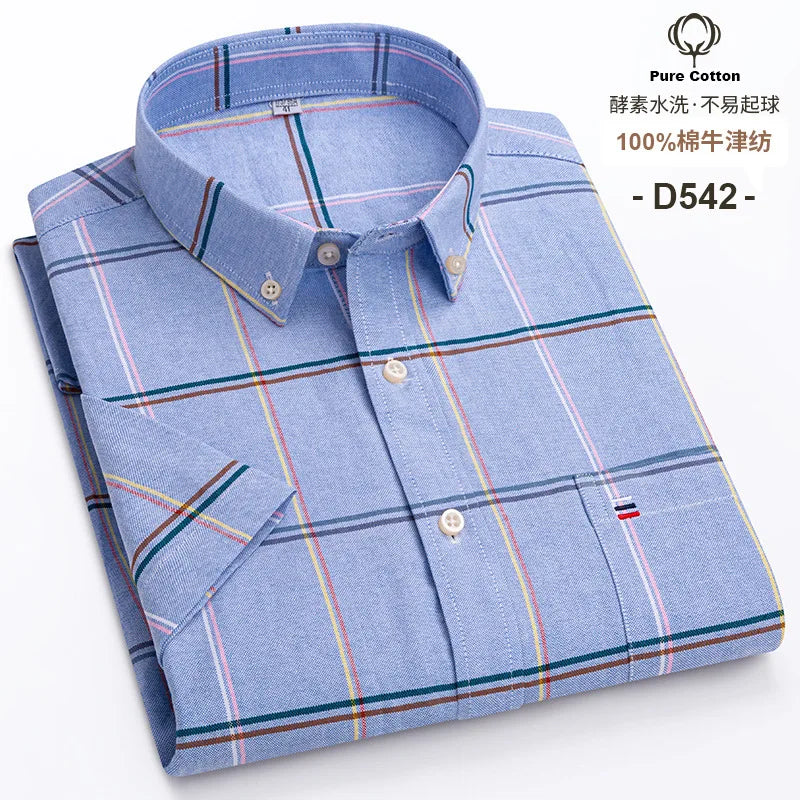 Mens Plaid Short Sleeve Shirt