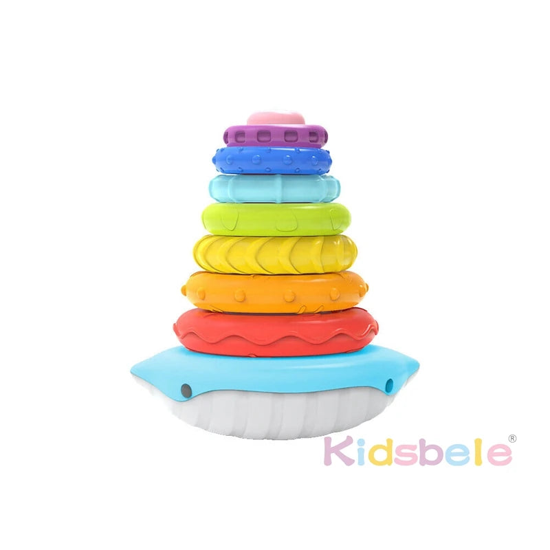 Montessori Stacking Toys for Toddlers 1-3 Colorful Rainbow Stacking Ring Sensory Toys with Sounds for 6-12 Months Birthday Gifts