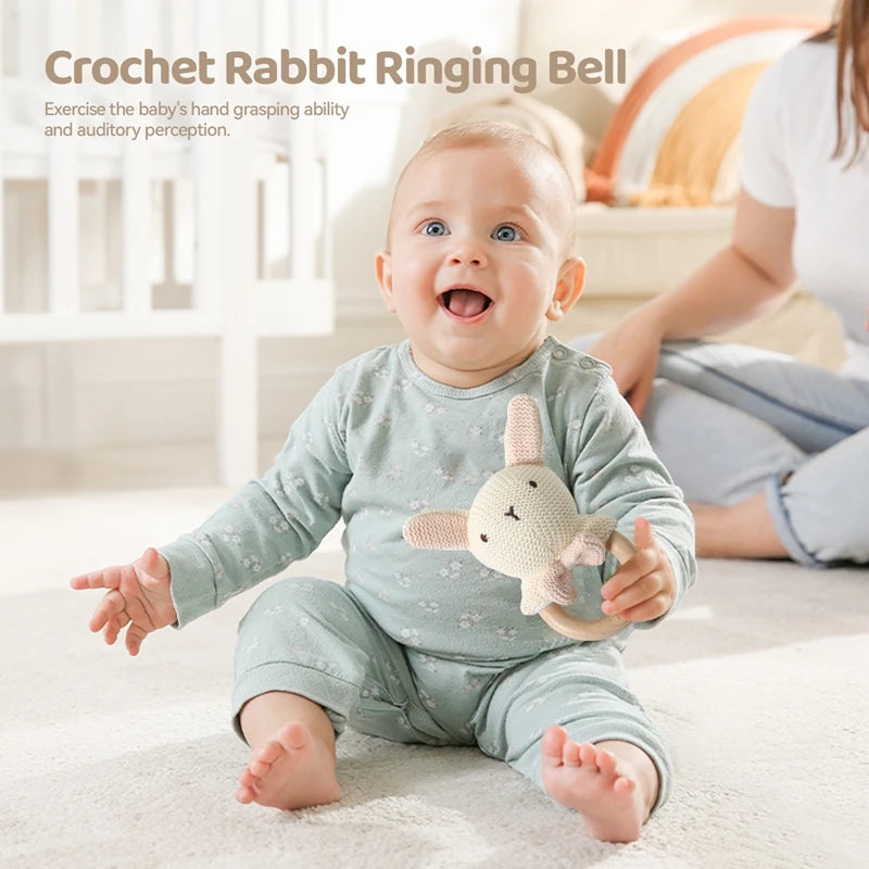 Baby Bathing Set Gift Box Wooden Rabbit Teether Wooden Rattle Cotton Socks Newborn Growth Memorial Card Baby Birth Gift