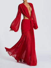 summer women deep v neck backless draped party dress