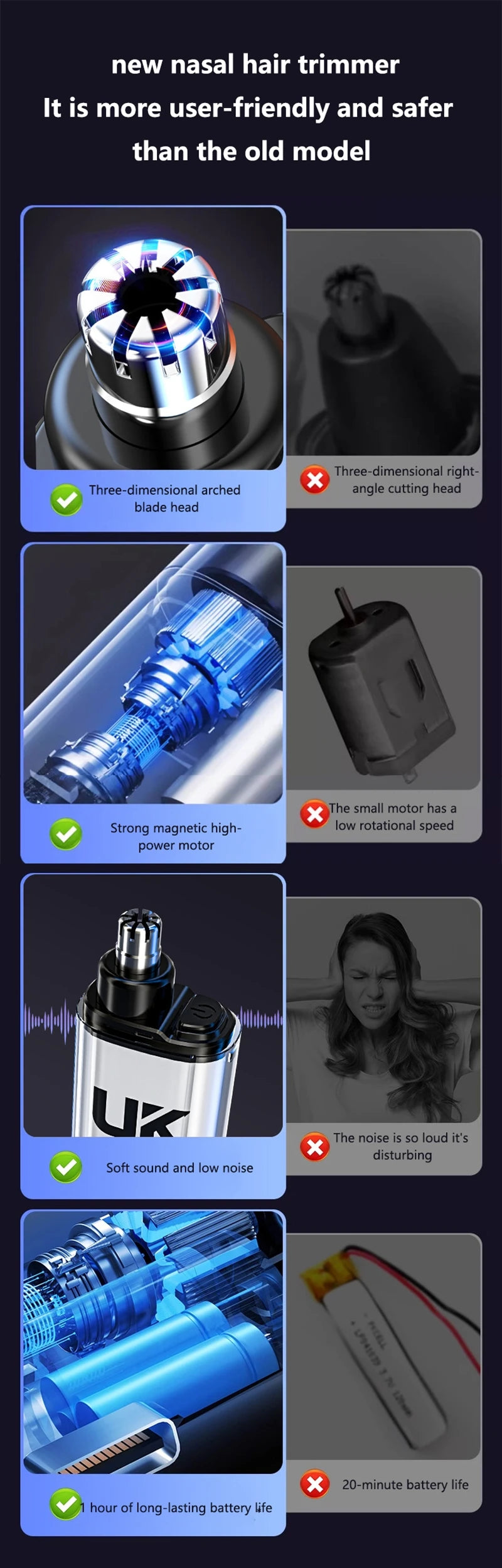 Xiaomi Nose Ear Hair Trimmer for Men Type-C Rechargeable Portable Painless Shaving Ear Nose Hair Clipper Facial Hair Trimmer New