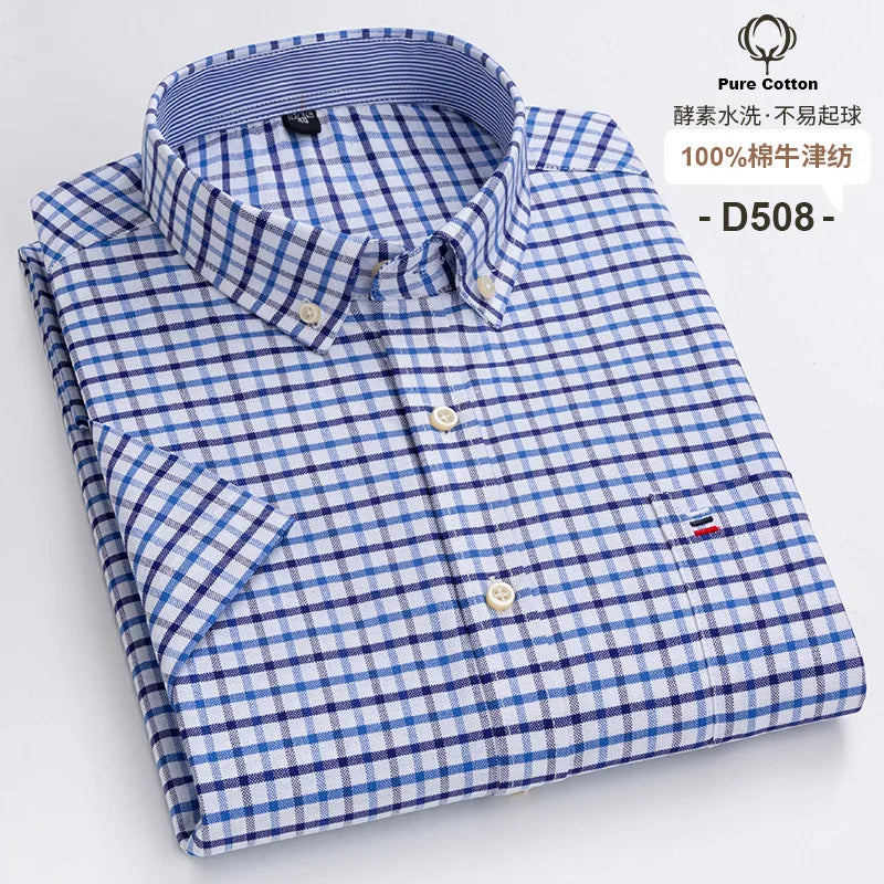 Mens Plaid Short Sleeve Shirt