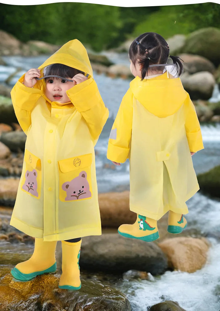 Children's Raincoat for Boys Girls,Full Body Waterproof,Kindergarten Baby for School,Student Only, with Backpack Space, Raincoat