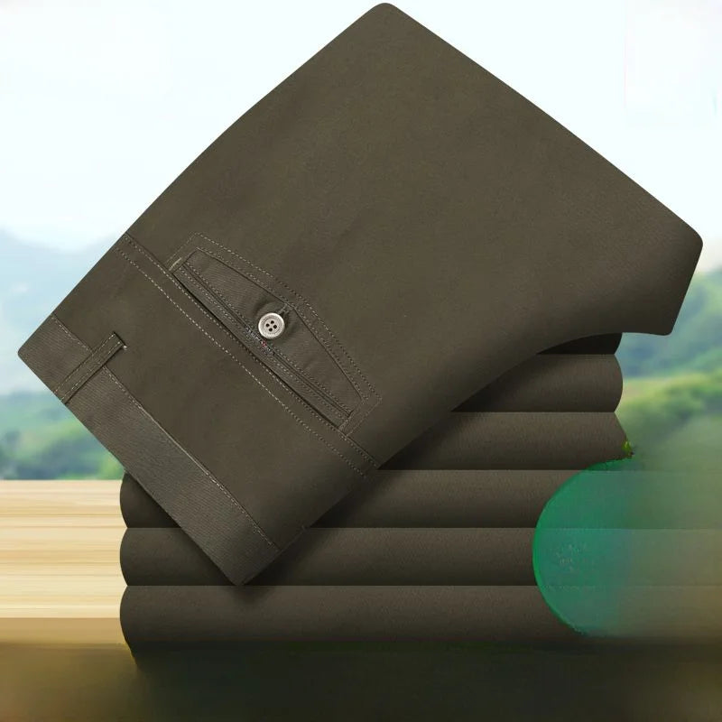 2025 Mens High Waist Loose Straight Cotton Casual Pants