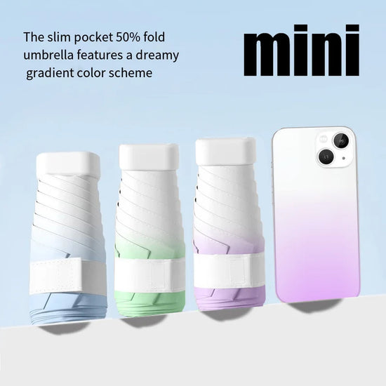 Mini Gradient Colour Folding Umbrella With UV Protection Casual Durable Compact Umbrella For Men&
