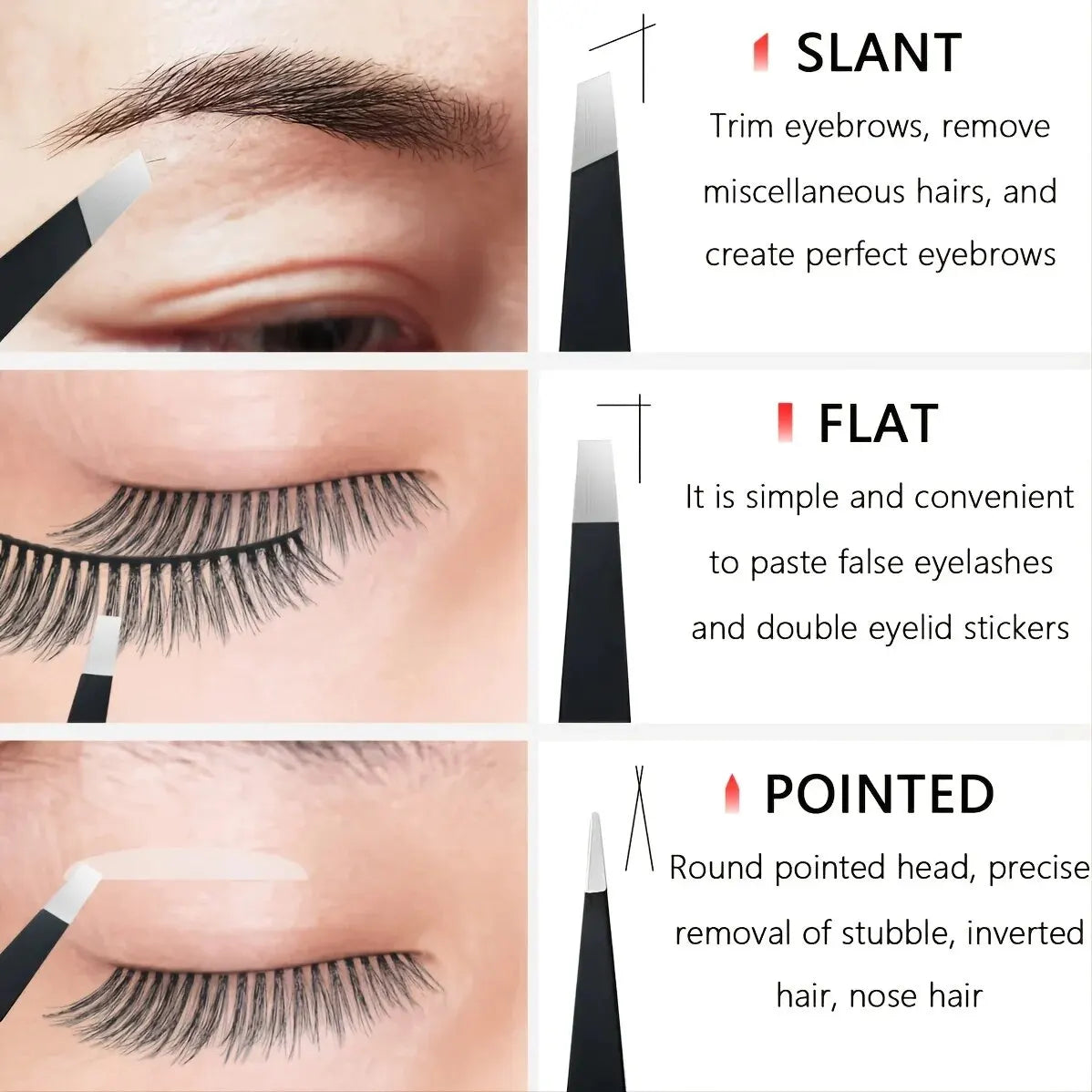 Tweezers Set 3-4pcs Premium Stainless Steel Eyebrow Precision Sharp Tip Tweezers for Body Ingrown and Facial Hair Removal