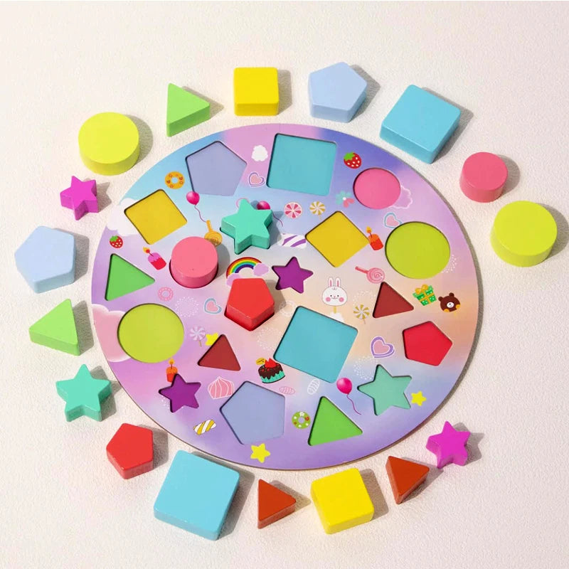 Montessori Shape Matching Puzzle for Toddlers Educational Toy for Early Learning Color Recognition Birthday Gift Toys