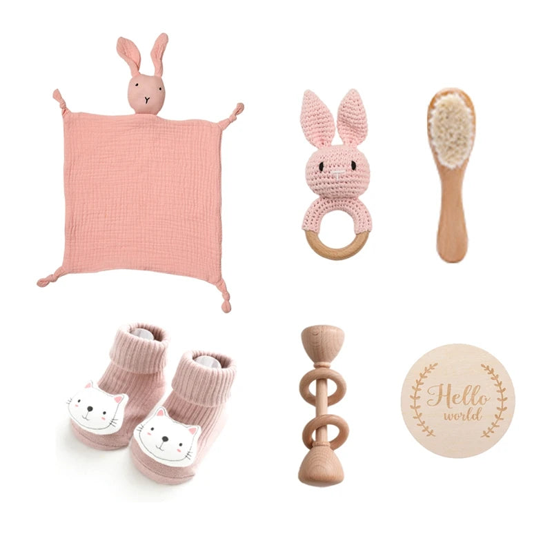 Baby Rattle Toys Newborn Animal Appease Towel Keepsakes Memories Milestone Cards Baby Birth Monthly Bath Accessories Photography
