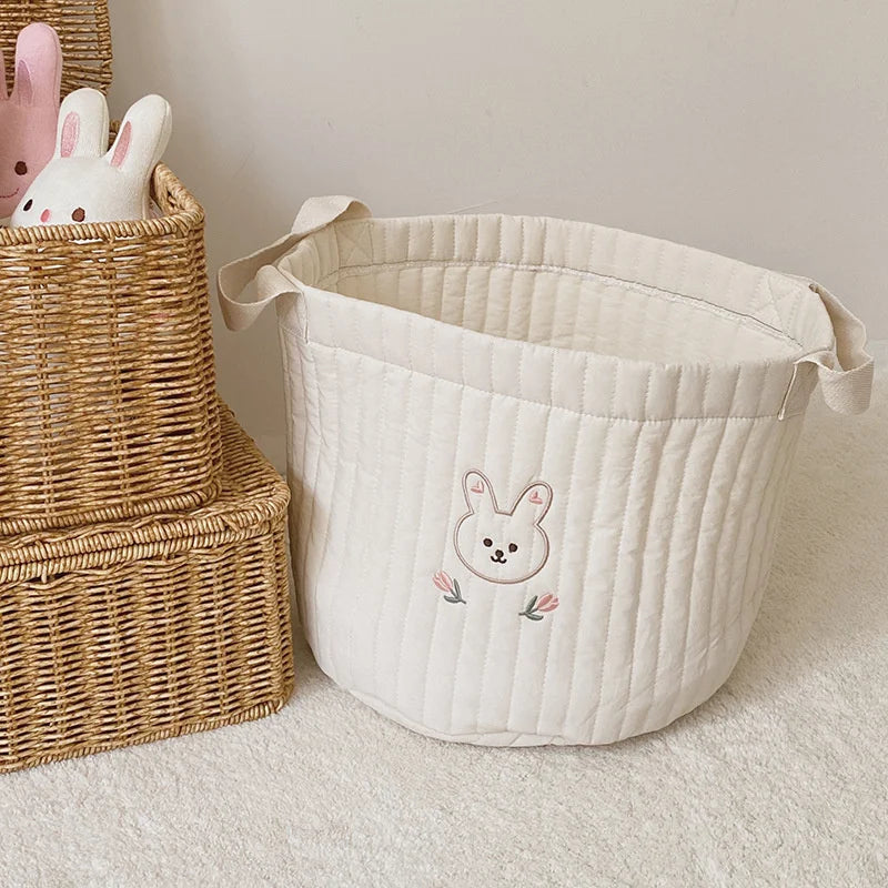 Diaper Bag Baby Items Toy Storage Bag for Newborn Crib Organizer Bedding Cotton Embroidery Mommy  Multipurpose storage basket