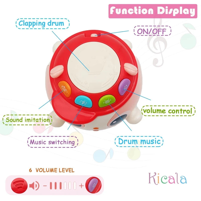 Baby Music Toys Tummy Drum Tumbler Toy Music & Light Early Development Learning Toddler Toy Musical Dog for Boy Girl Gifts