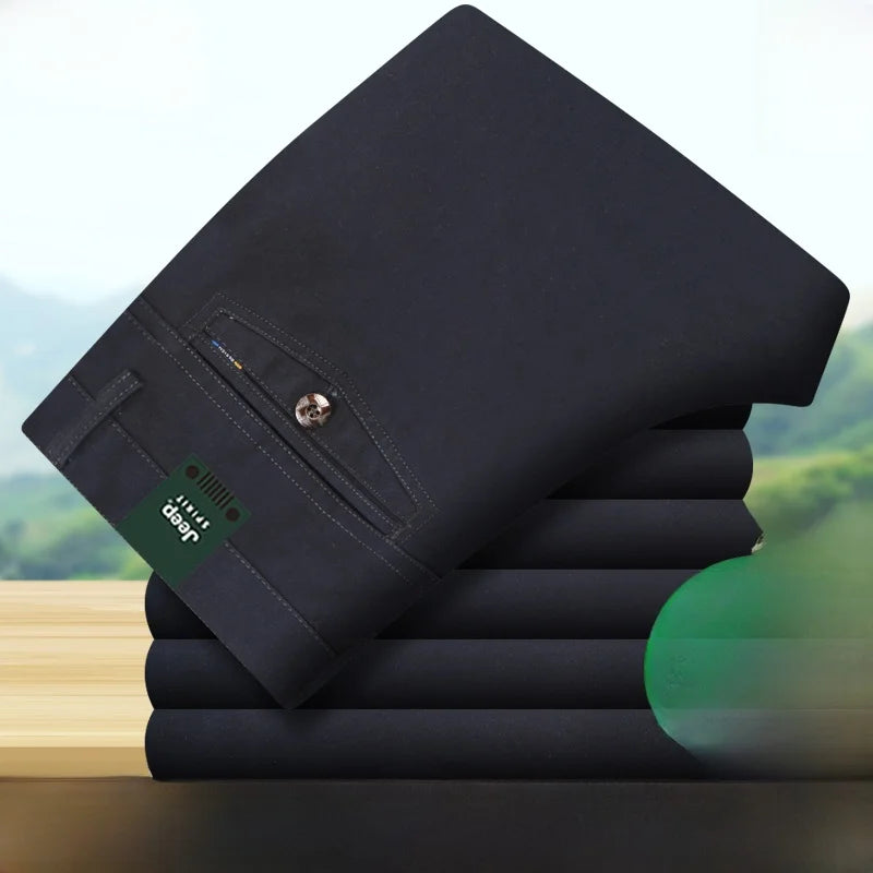 2025 Mens High Waist Loose Straight Cotton Casual Pants