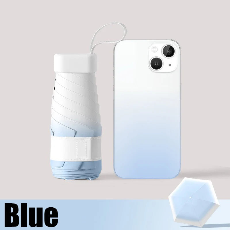 Mini Gradient Colour Folding Umbrella With UV Protection Casual Durable Compact Umbrella For Men's & Women's Outdoor Activities