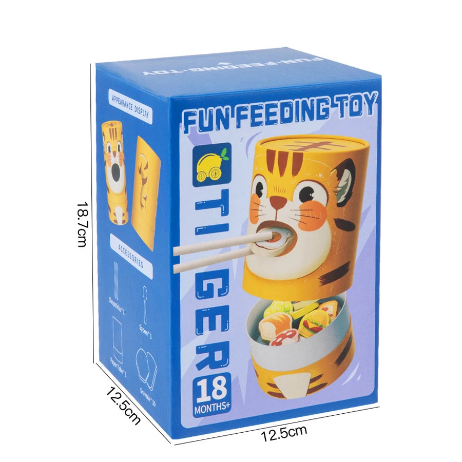 Parent child simulation tiger feeding game early childhood education baby's fine action Chopsticks spoon training toy