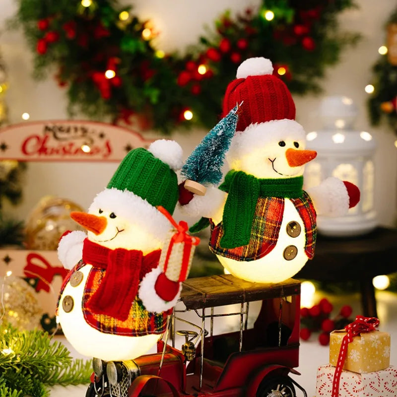 Christmas Glowing Snowman Decoration with Lights Snowman for Table Ornament Creative Gift Decoracion Para El Hogar