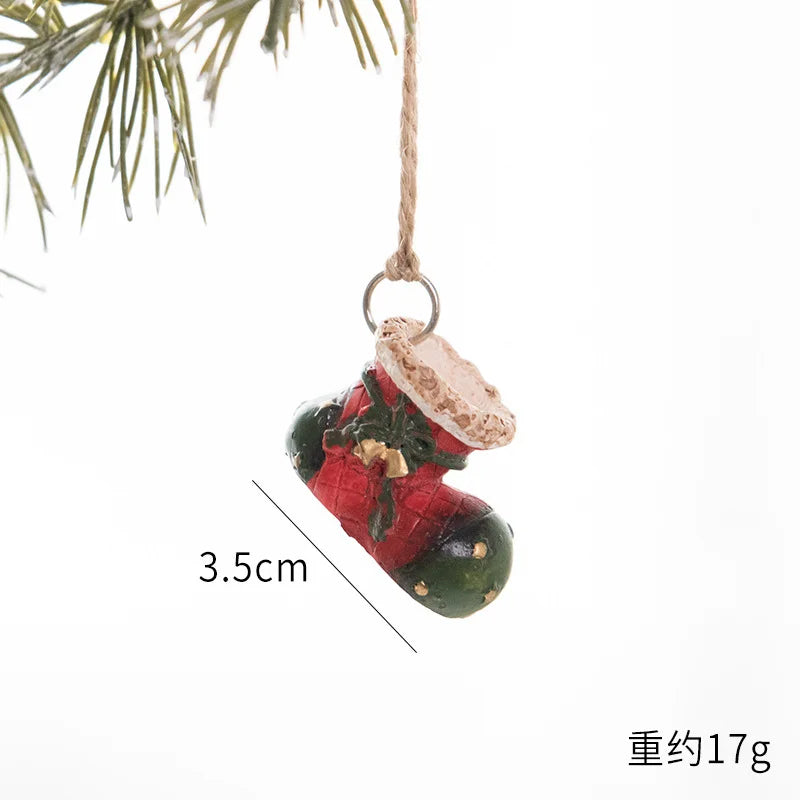 Christmas Resin Tree Decorations Santa Snowman Angel Pendant Ornament DIY Kids Toys Noel Navidad Kerst 2023