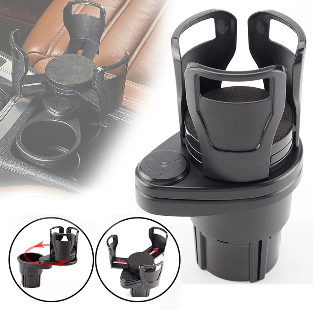 2 In 1 Vehicle Mounted Slipproof Cup Holder 360 Degree Rotating Water Car Cup Holder Multifunctional Auto Accessory
