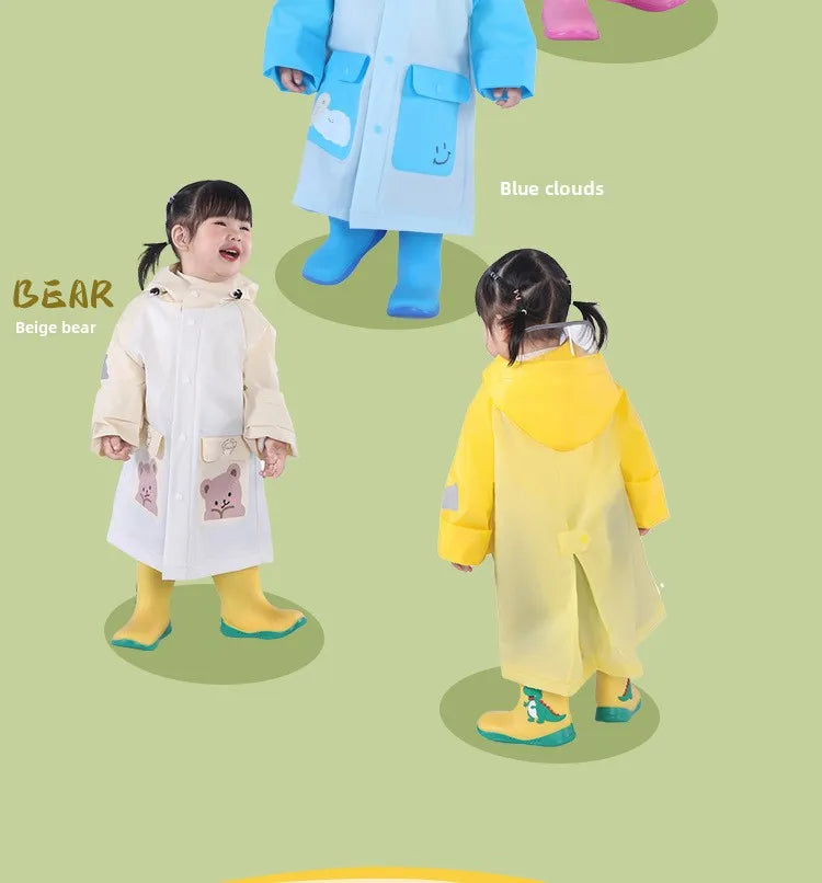 Children's Raincoat for Boys Girls,Full Body Waterproof,Kindergarten Baby for School,Student Only, with Backpack Space, Raincoat