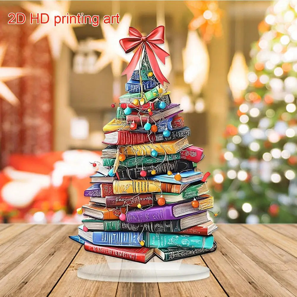Christmas Theme Book Christmas Tree Acrylic Ornament Decoration Home Creative Tabletop Decoration Festival Birthday Gifts