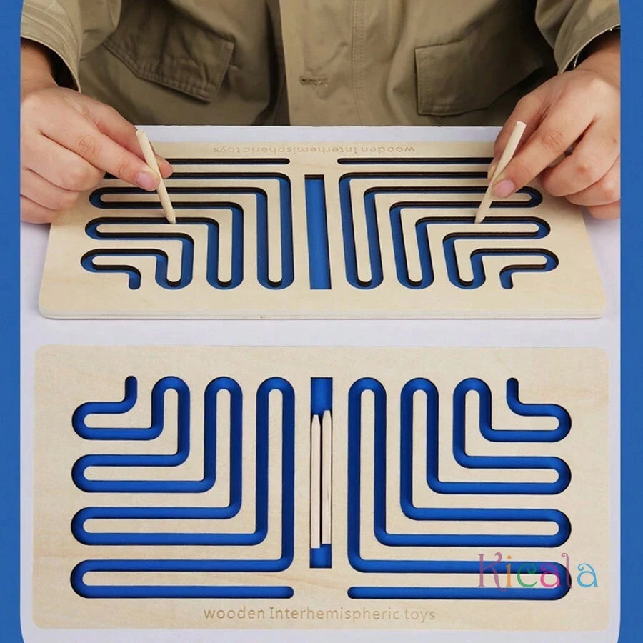 Children Left Right Brain Puzzle Toy Pen Movement Trajectory Control Training Hand Brain Coordination Wooden Educational Toys