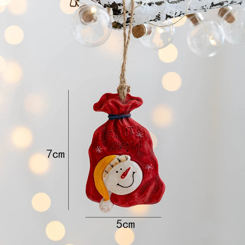 Christmas Resin Tree Decorations Santa Snowman Angel Pendant Ornament DIY Kids Toys Noel Navidad Kerst 2023
